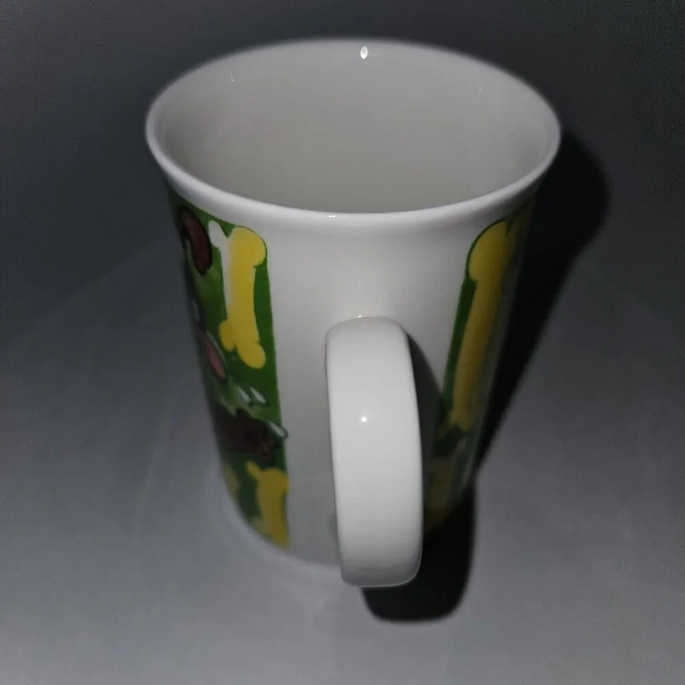Wacky Dog Mug Bones Yellow Green Brown Duchess English Fine Bone China England